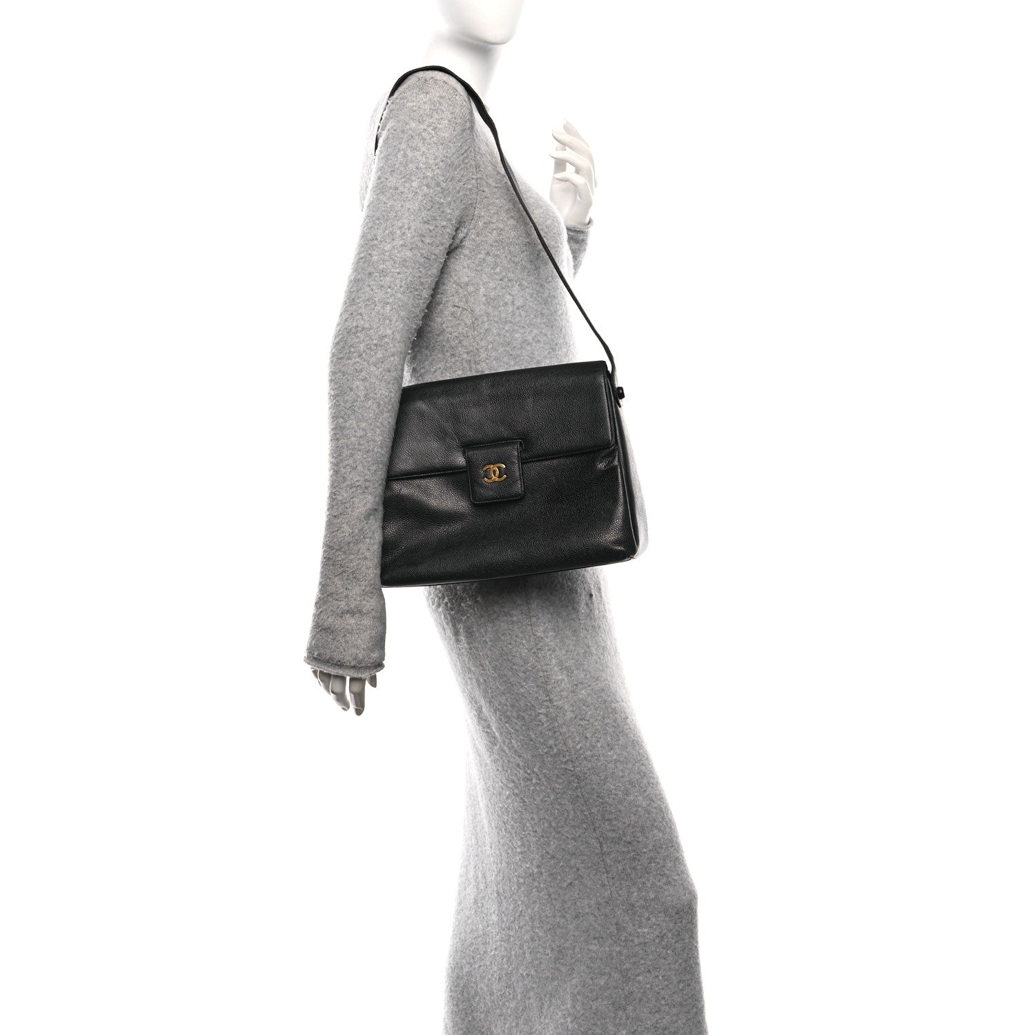 Chanel Caviar CC Shoulder Bag Black 2 of 13