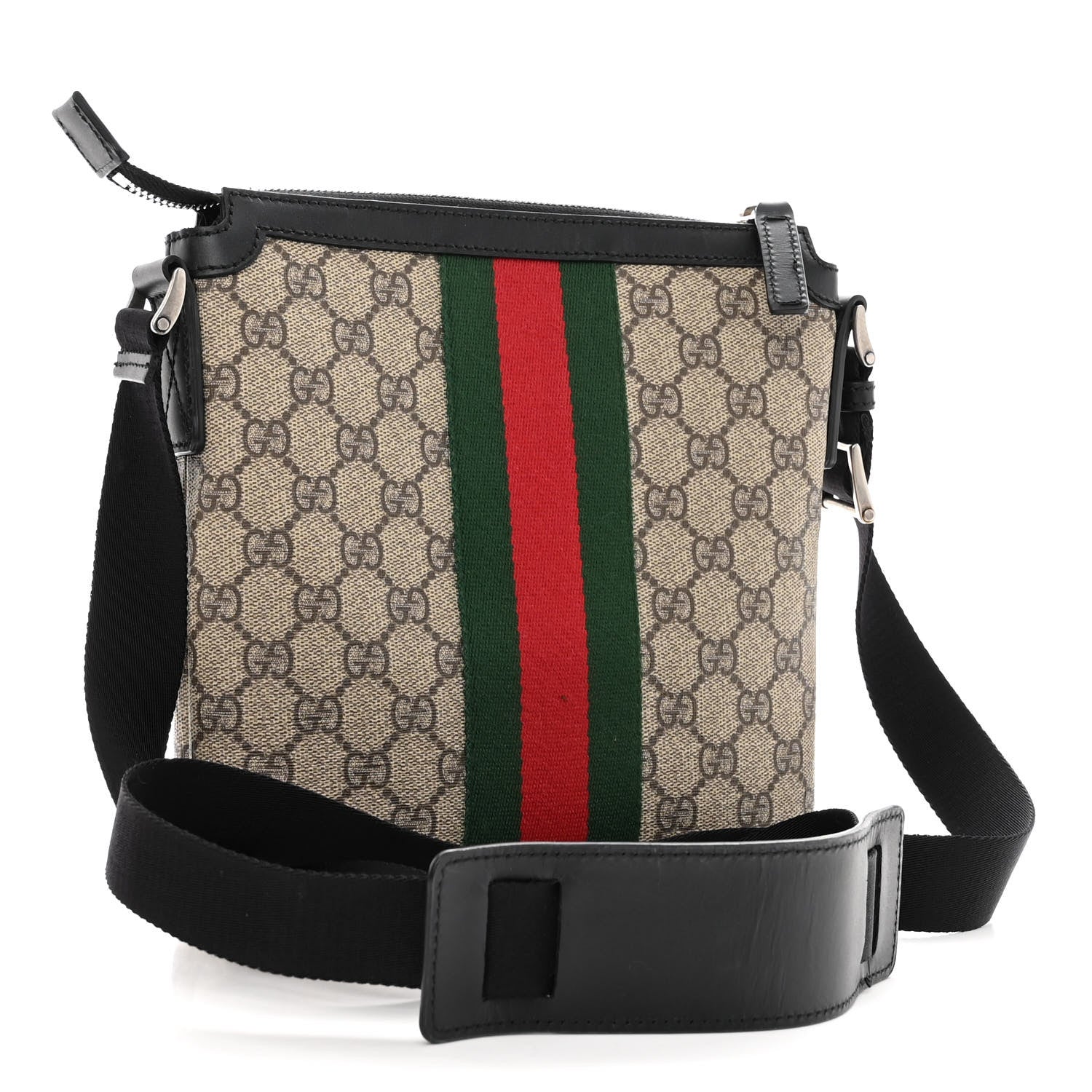 Gucci GG Supreme Monogram Web Messenger Bag Black 3 of 9