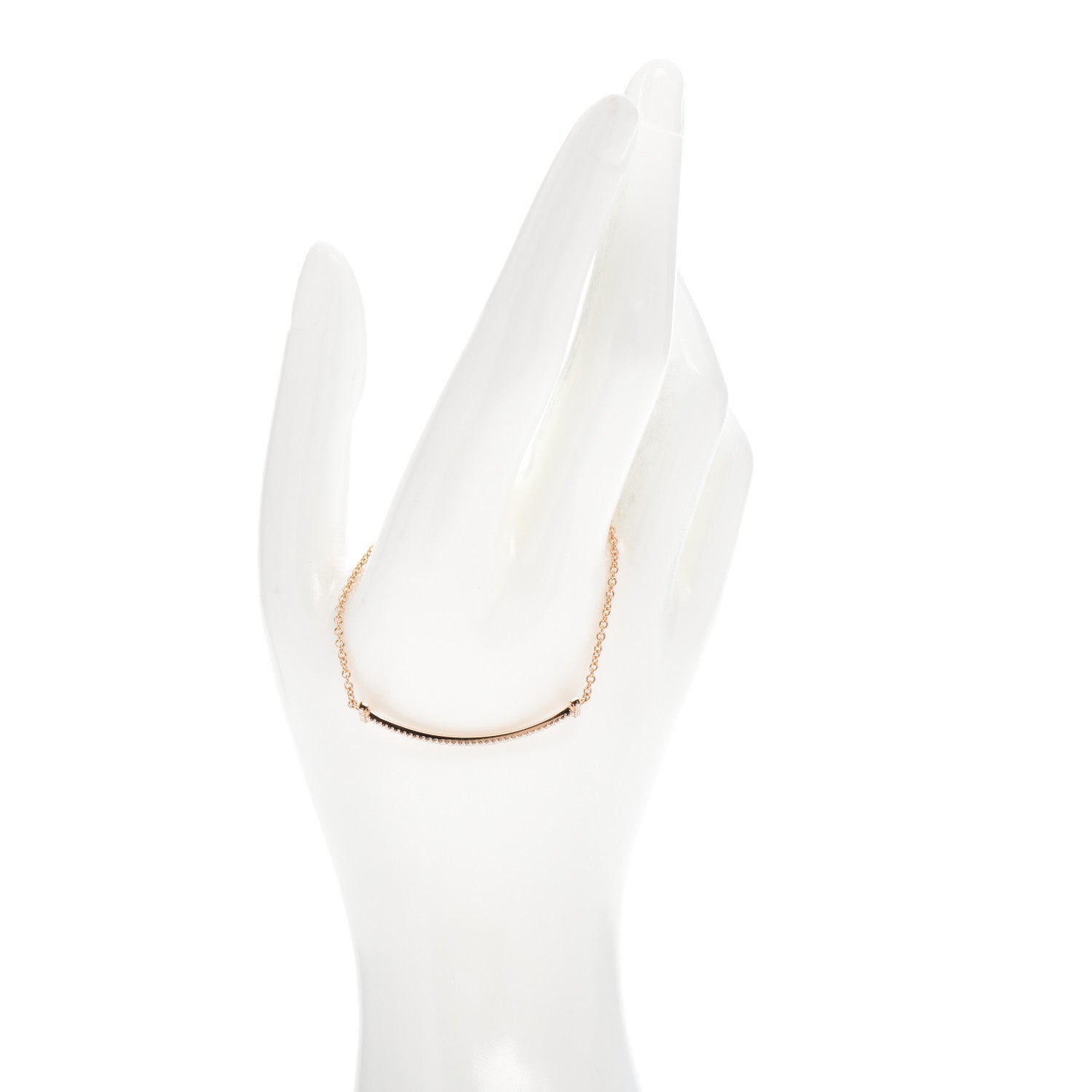 Tiffany 18K Rose Gold Diamond T Smile Bracelet 2 of 5