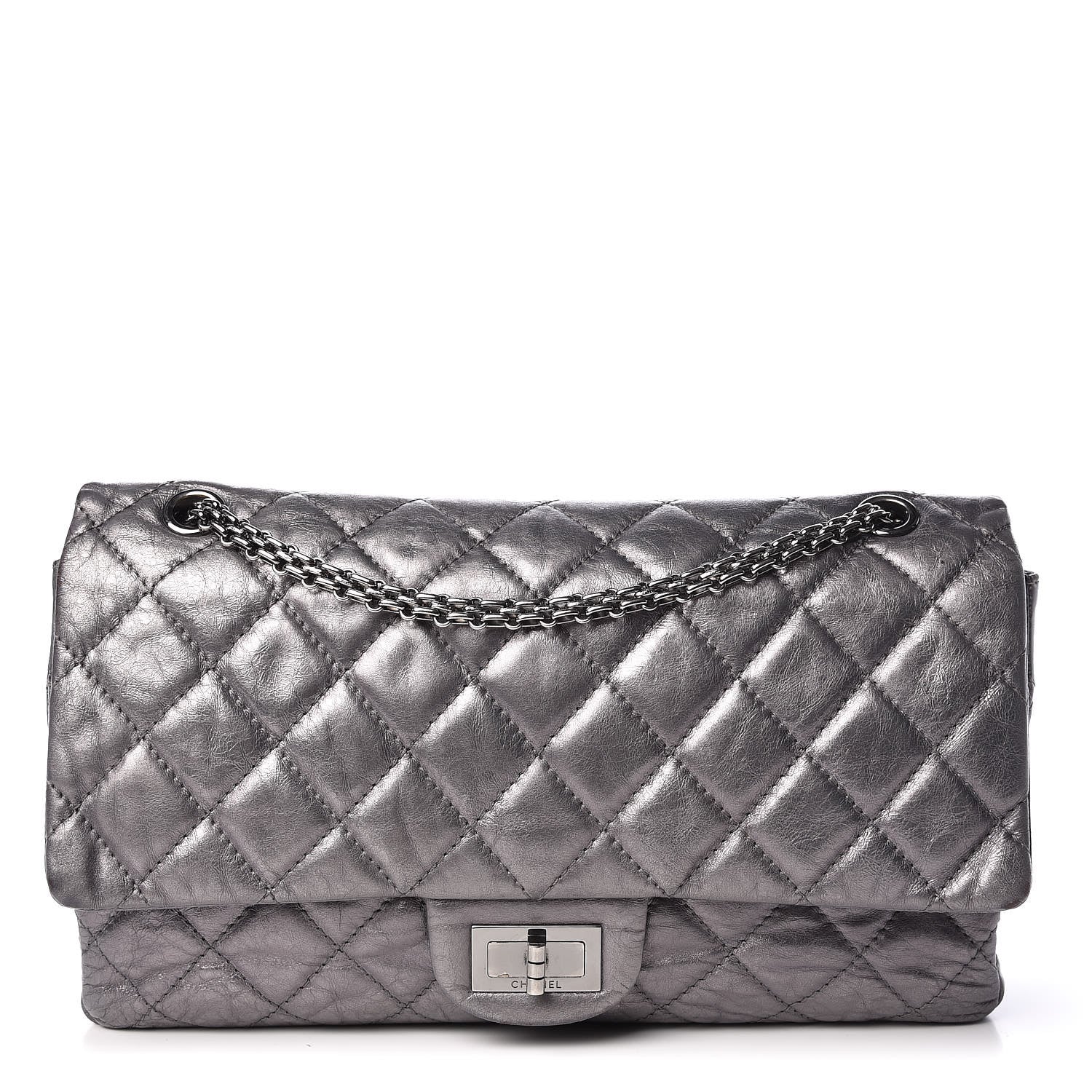 Chanel Metallic Aged Calfskin Quilted 2.55 Reissue 227 Flap Dark Silver 1 of 20