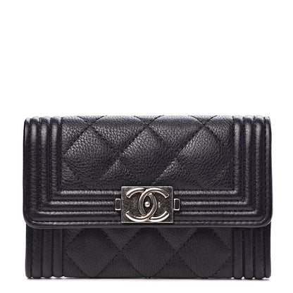 Chanel Calfskin Quilted Boy Flap Card Holder Black 1 of 8