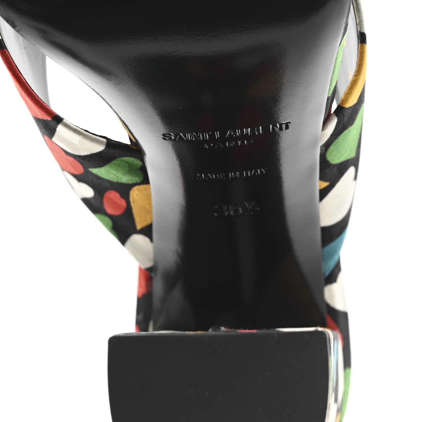 Satin Heart Bianca Knotted Mule Sandals 36.5 Black Multicolor