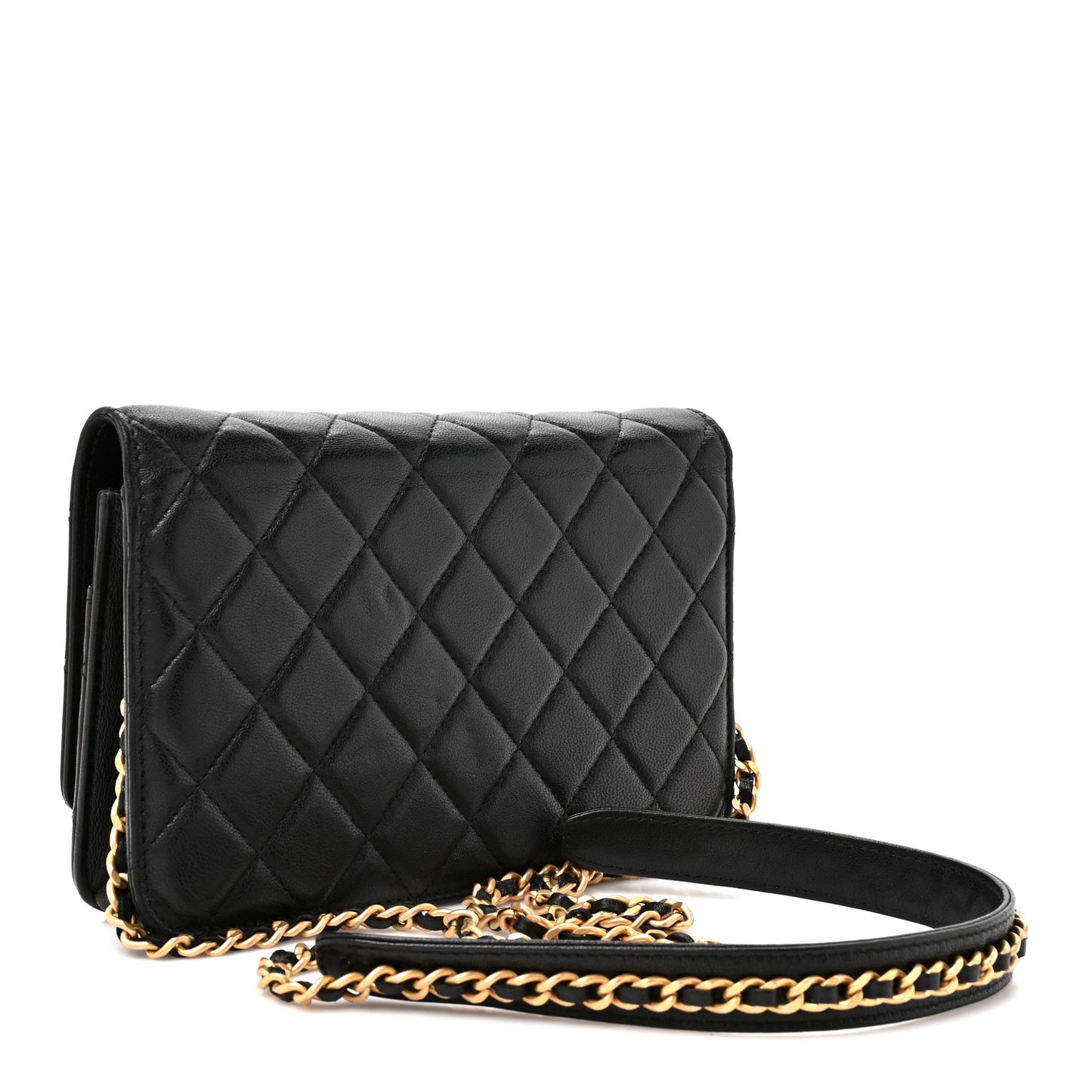 Lambskin Quilted Infinity Wallet On Chain WOC Black