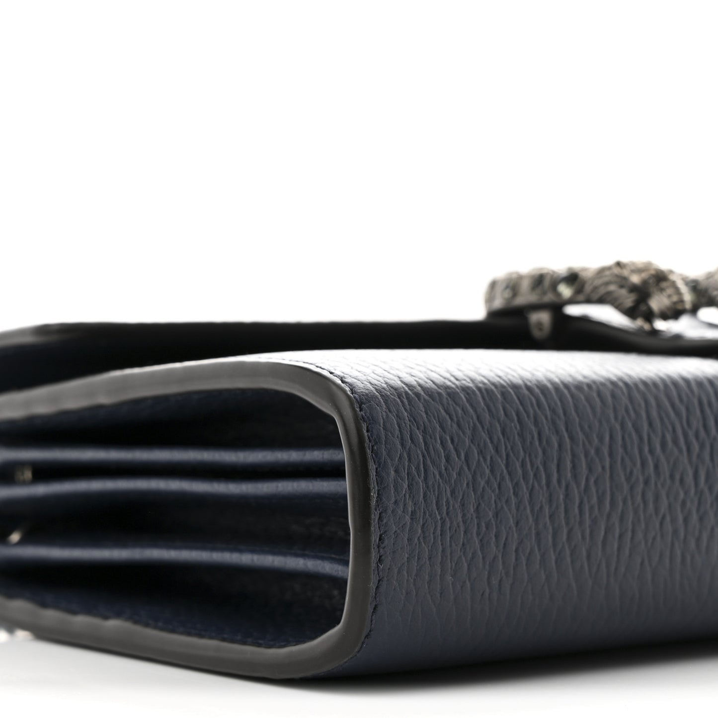 Dollar Calfskin Crystal Mini Dionysus Chain Wallet Blue Agata Black Diamond