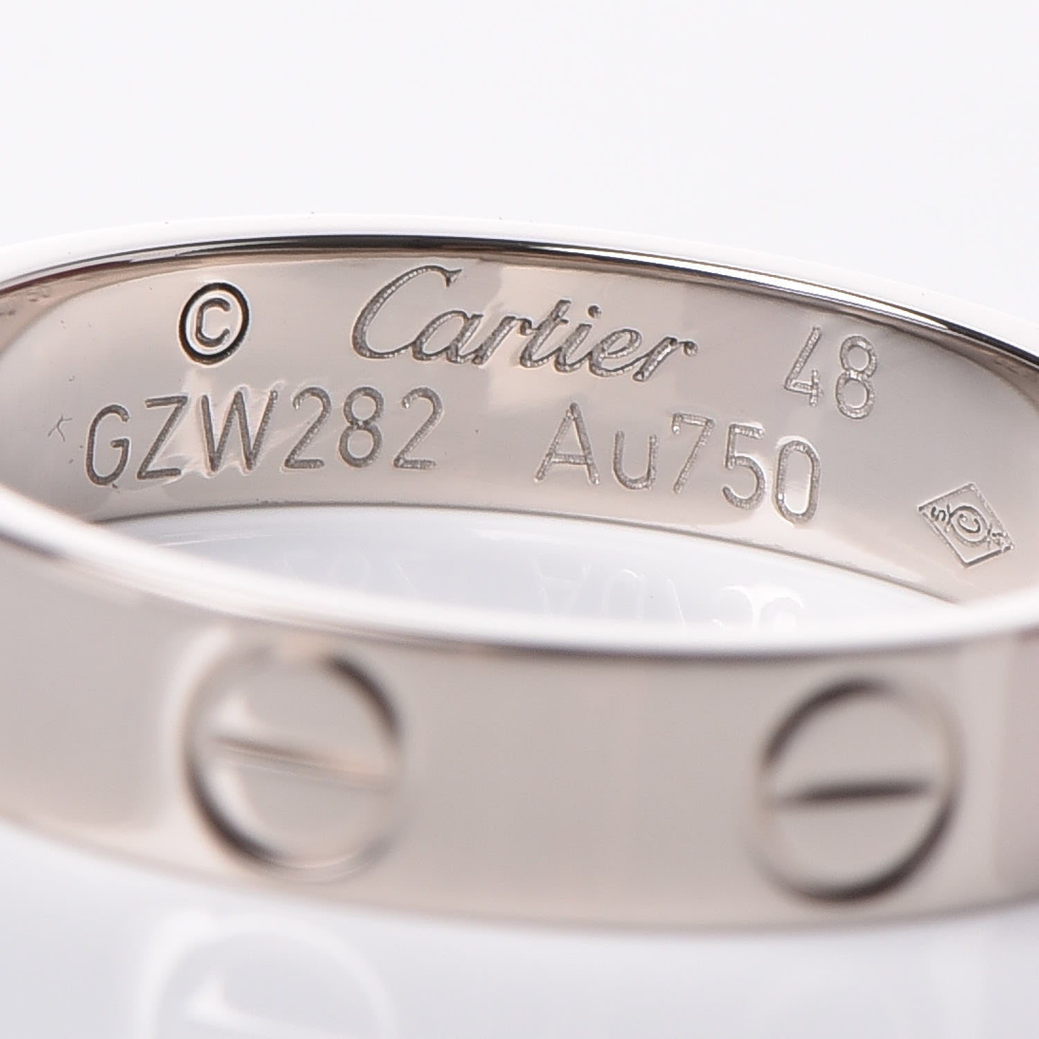 Cartier 18K White Gold 3.5mm LOVE Wedding Band Ring 48 4.5 4 of 5