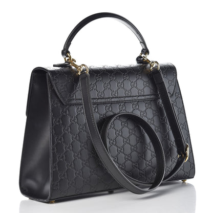 Gucci Guccissima Signature Medium Padlock Top Handle Bag Black 3 of 8