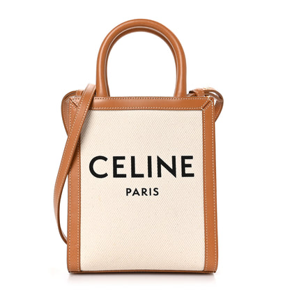 Celine Canvas Calfskin Mini Vertical Cabas Natural Tan 1 of 8