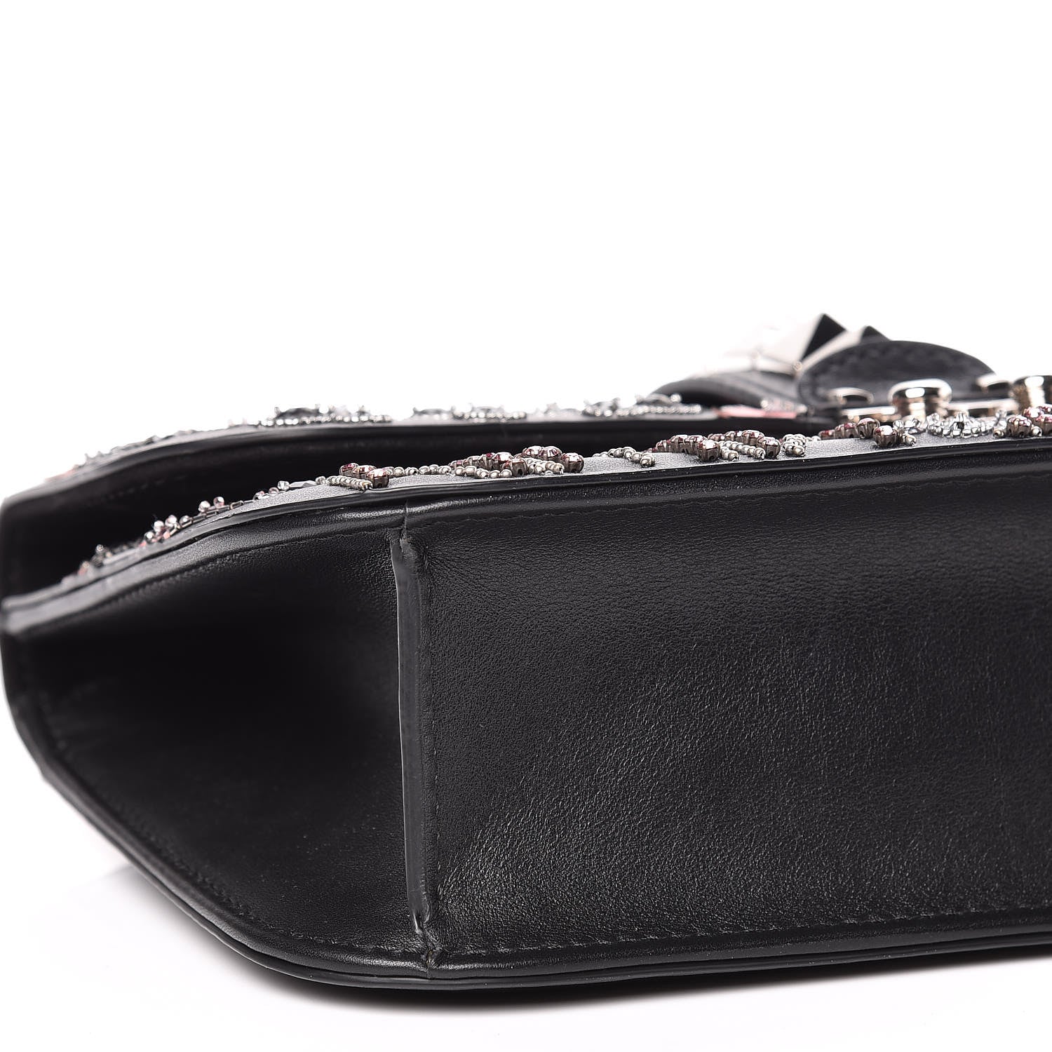 Valentino Garavani Vitello Crystal Loveblade Embellished Medium Glam Lock Rockstud Flap Black 6 of 12