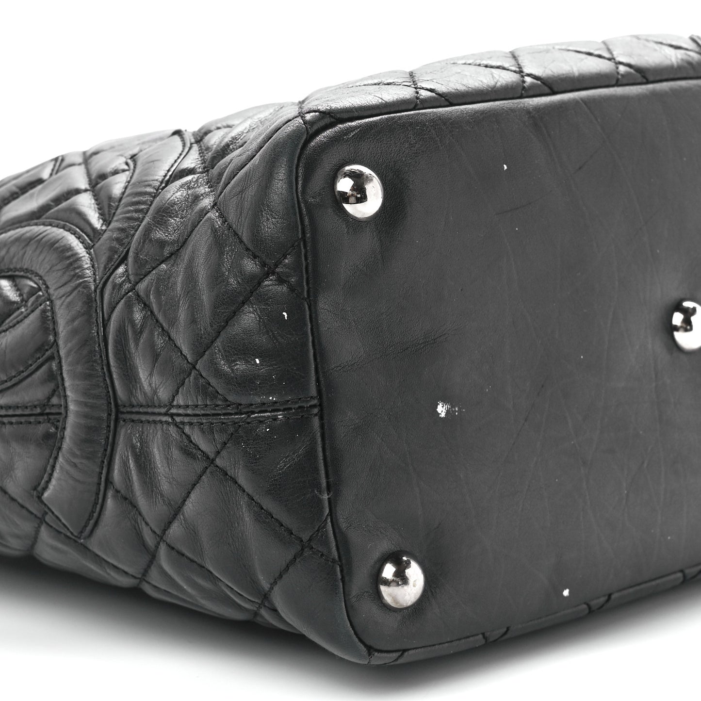 Aged Calfskin Quilted Large Cotton Club Tote Black