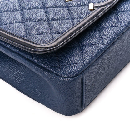 Chanel Caviar Quilted Medium CC Filigree Flap Navy Black 9 of 10