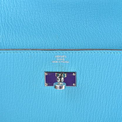 Hermes Chevre Mysore Kelly Longue Wallet Bleu Azteque 6 of 9