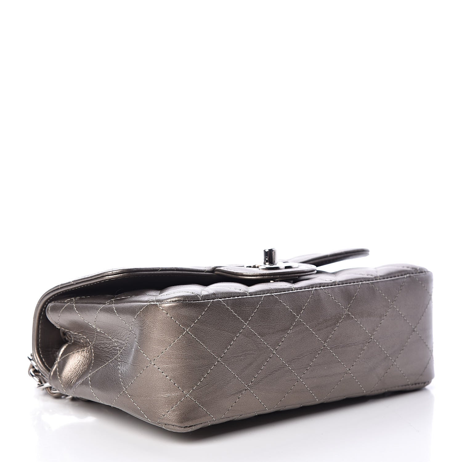 Chanel Iridescent Calfskin Quilted Mini Rectangular Flap Dark Silver 4 of 13