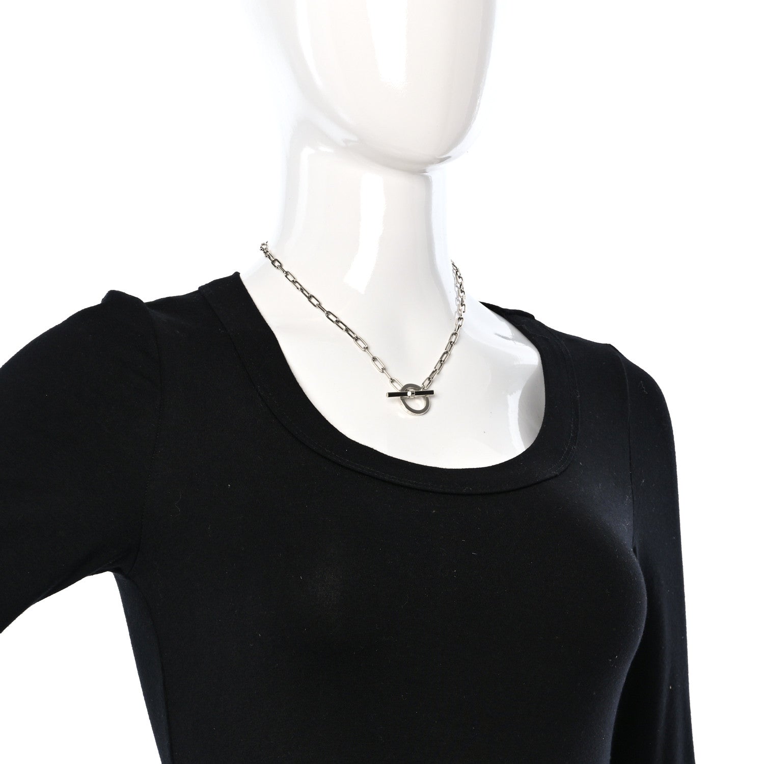 Hermes Sterling Silver Chain Toggle Necklace 5 of 6