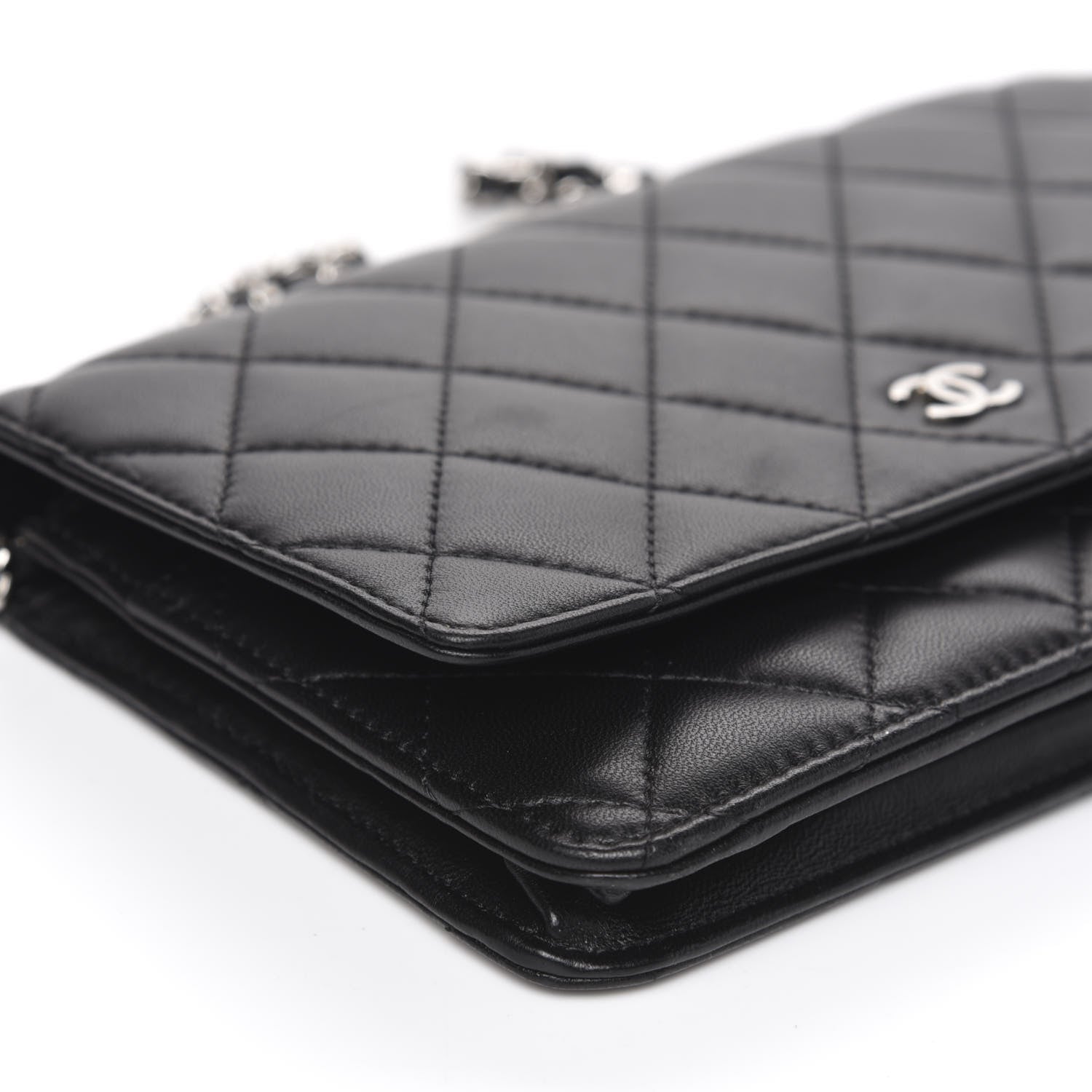 Chanel Lambskin Quilted Wallet On Chain WOC Black 10 of 13