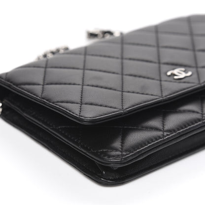 Chanel Lambskin Quilted Wallet On Chain WOC Black 10 of 13
