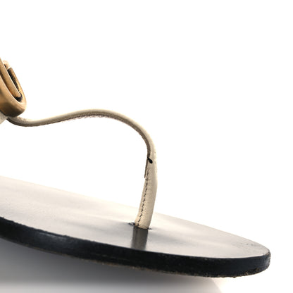 Gucci Calfskin GG Marmont Thong Sandals 38 Mystic White 9 of 12