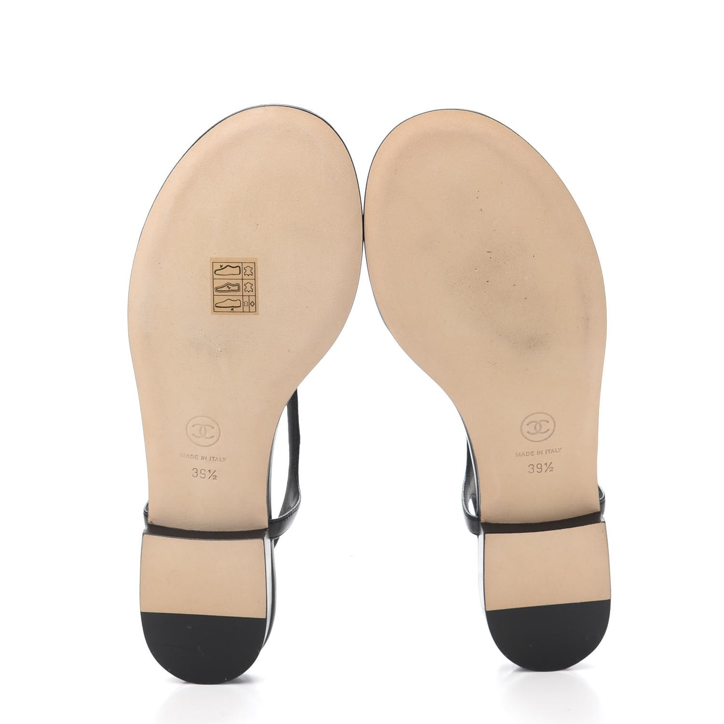Lambskin Chain CC Logo Thong Sandals 39.5 Black