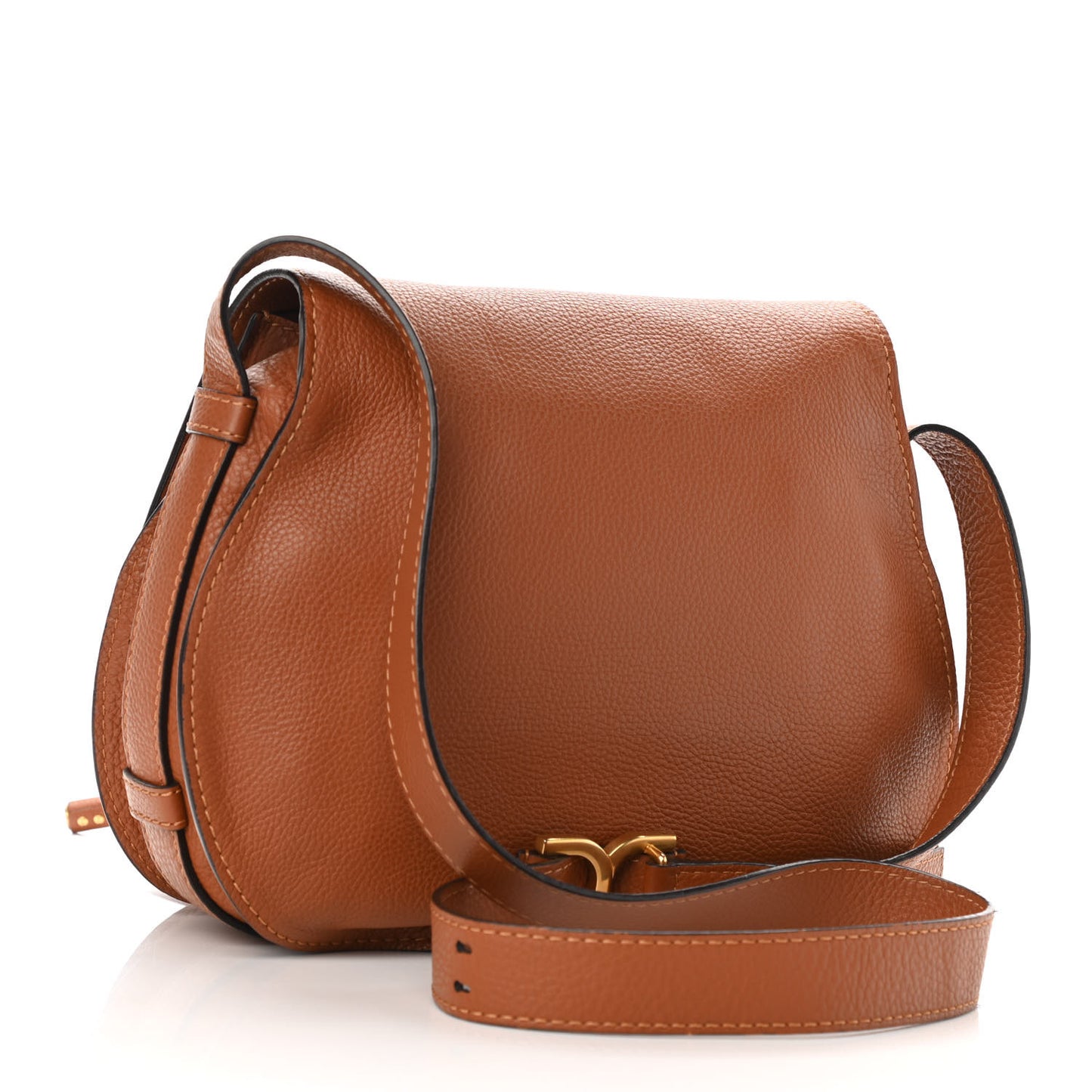 Calfskin Medium Marcie Round Crossbody Bag Tan