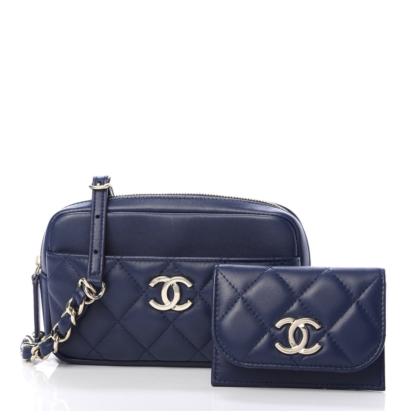 Lambskin Quilted Waist Bag Blue