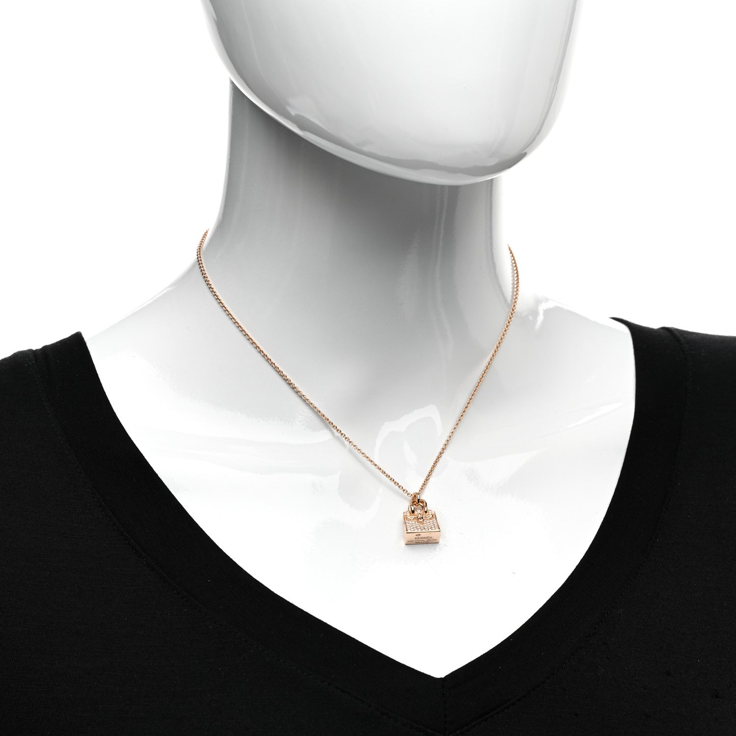 18K Rose Gold Diamond Birkin Amulette Pendant Necklace