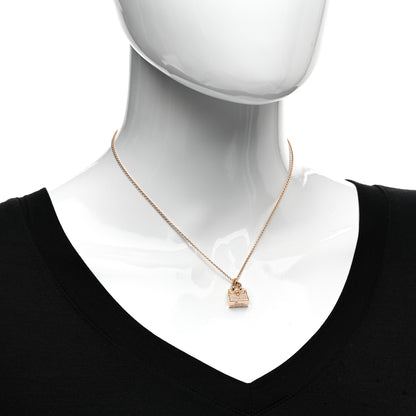 Hermes 18K Rose Gold Diamond Birkin Amulette Pendant Necklace 2 of 5
