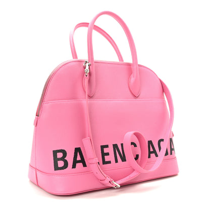 Balenciaga Signature Grained Calfskin Logo M Ville Top Handle Bag Rose Bubblegum Black 3 of 8