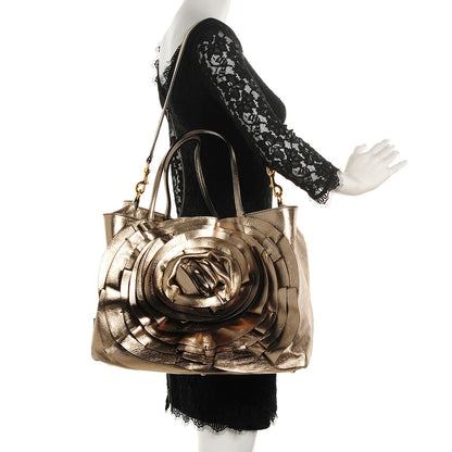 Valentino Garavani Metallic Nappa Large Petale Tote Gold 2 of 8