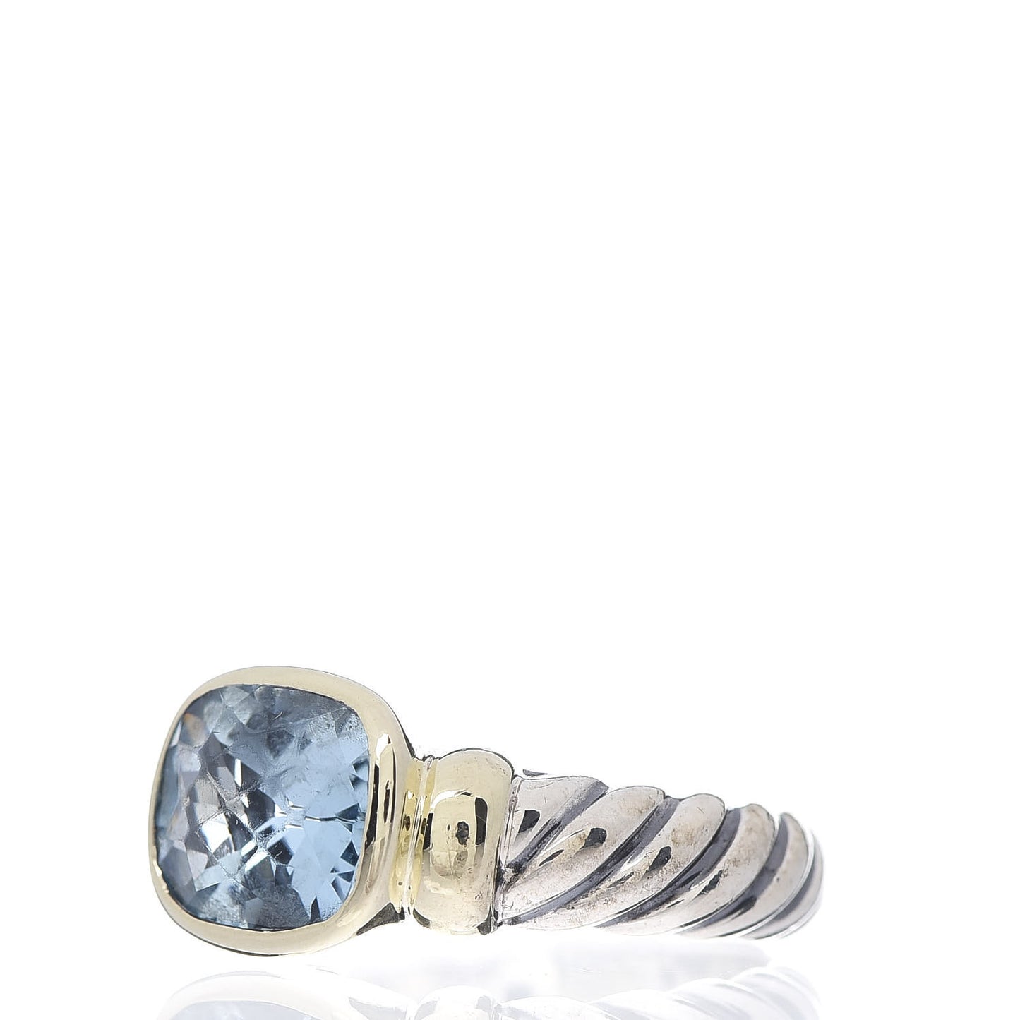Sterling Silver 14K Yellow Gold Blue Topaz 10mm Noblesse Ring 52 6