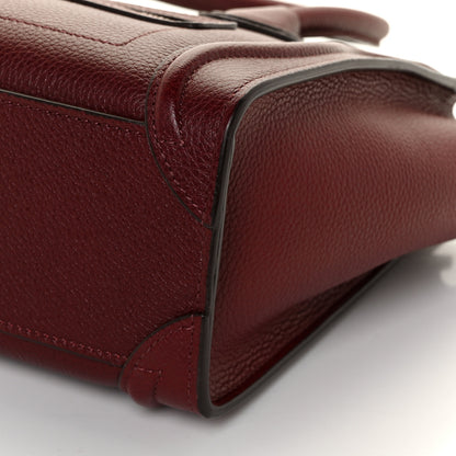 Celine Drummed Calfskin Nano Luggage Light Burgundy 8 of 10