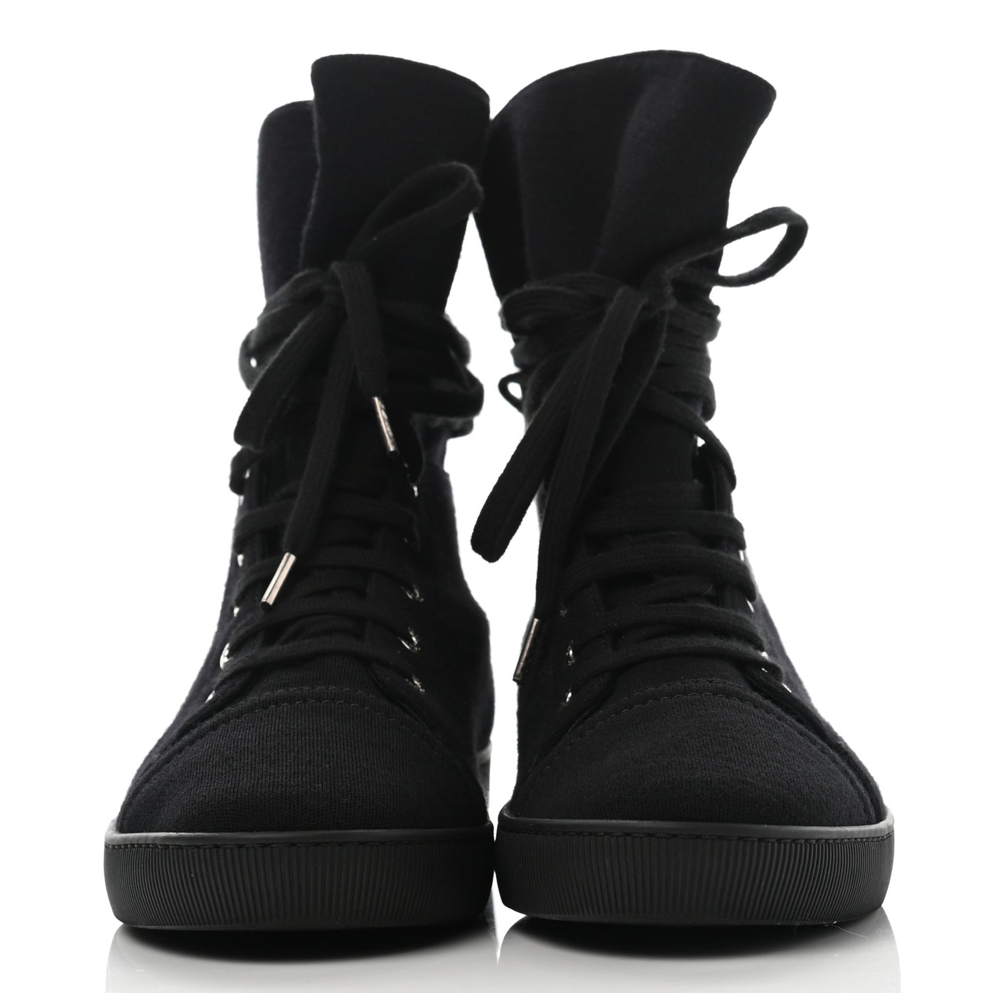 Jersey Lace Up High Top Sneakers 38.5 Black