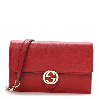 Gucci Dollar Calfskin Interlocking G Chain Wallet Red 1 of 11