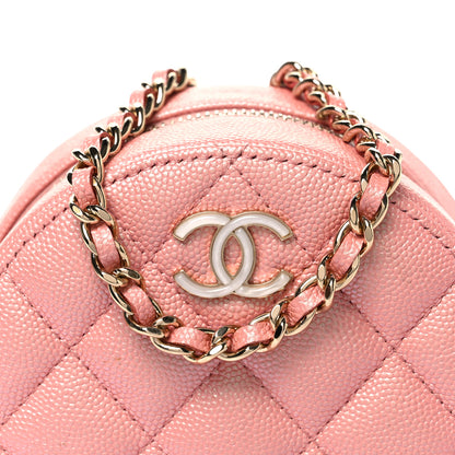 Chanel Iridescent Caviar Resin Quilted Round Clutch With Chain Pink 8 of 10