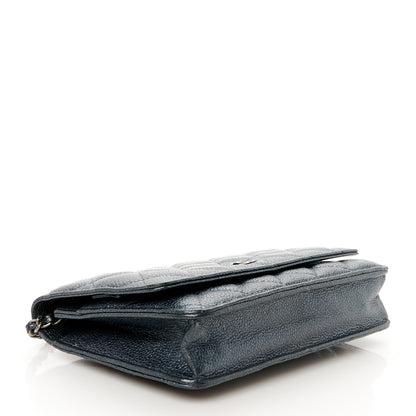 Chanel Pearly Caviar Quilted Wallet on Chain WOC Grey 4 of 12