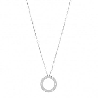 Cartier 18K White Gold 6 Diamonds LOVE Pendant Necklace 1 of 5