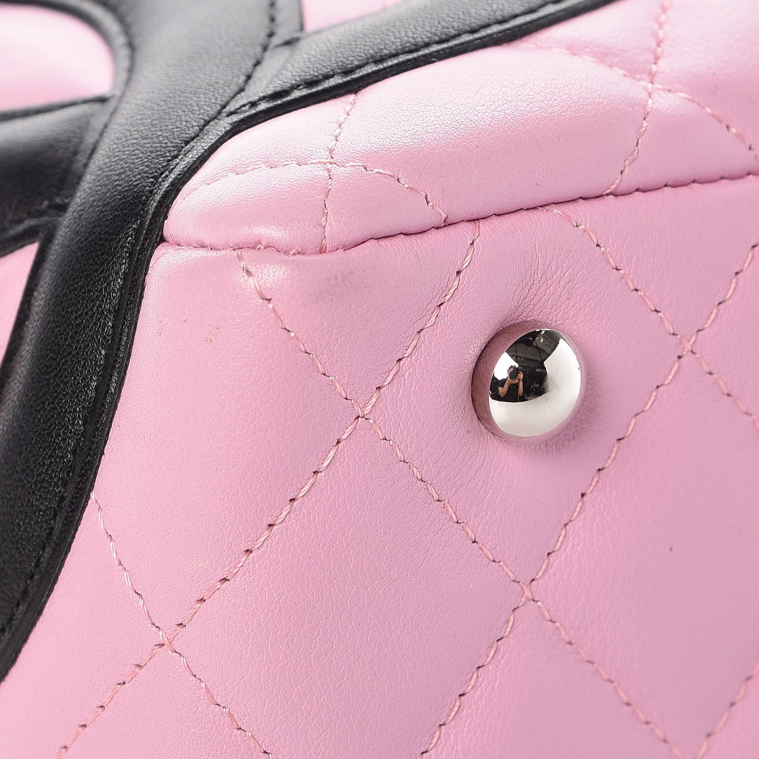 Chanel Calfskin Quilted Large Cambon Bowler Pink Black 11 of 14
