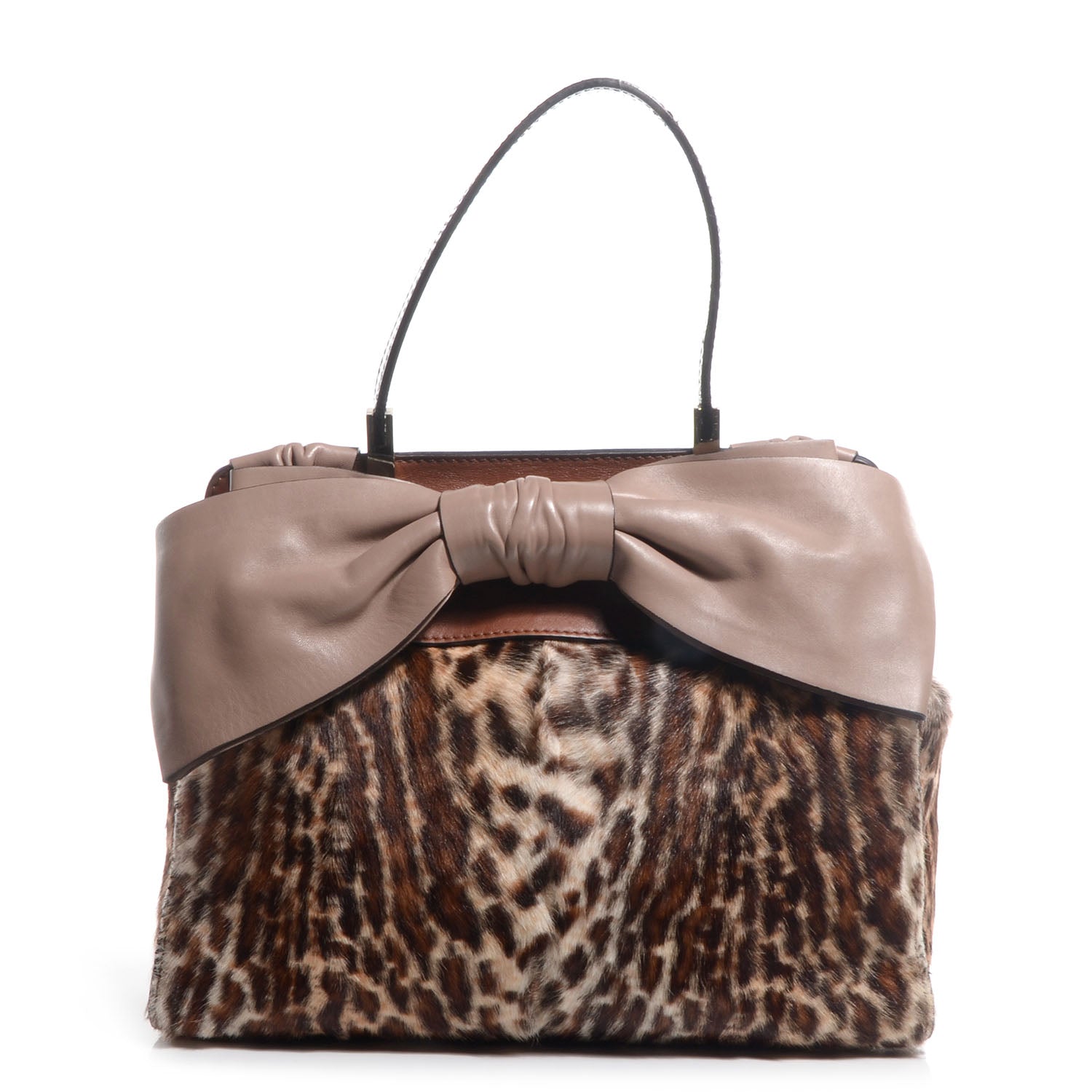 Valentino Garavani Calf Hair Leopard Print Medium Aphrodite Bow Satchel 1 of 9