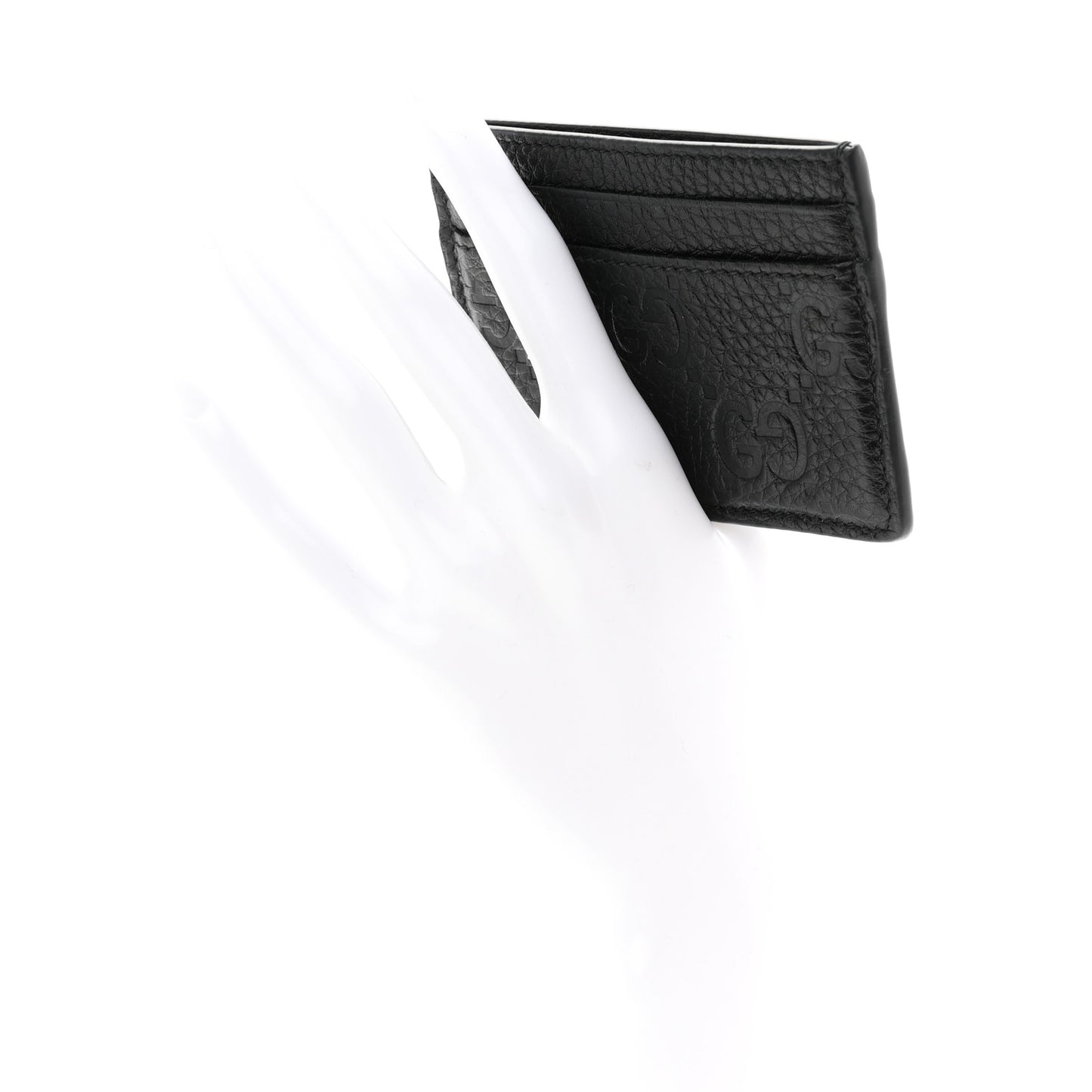 GG Grainy Calfskin Emblem Card Case Black