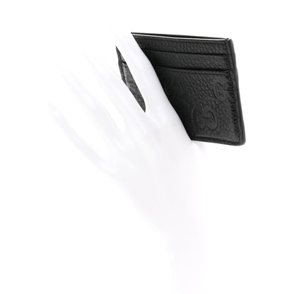 Gucci GG Grainy Calfskin Emblem Card Case Black 2 of 7