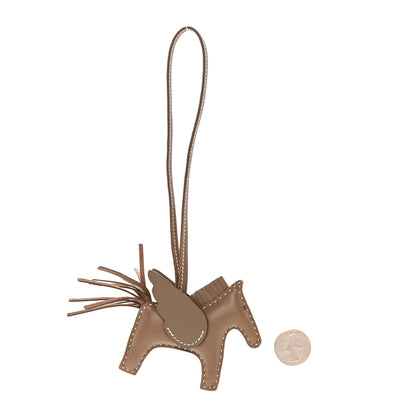 Hermes Milo Lambskin Grigri Rodeo Pegase Horse Bag Charm PM Etoupe 2 of 6
