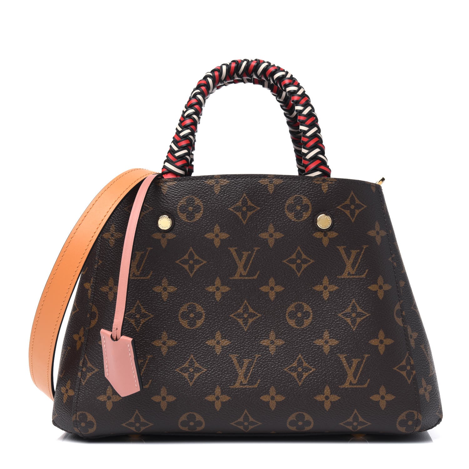 Louis Vuitton Monogram Braided Montaigne BB Coquelicot Creme Safran Peach 1 of 10