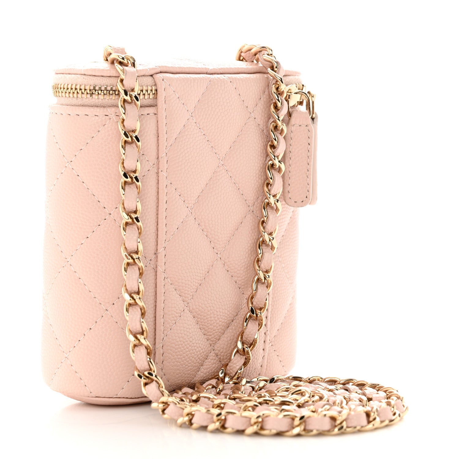 Chanel Caviar Quilted Small Vertical Coco Beauty Vanity Case With Chain Light Pink 3 of 14