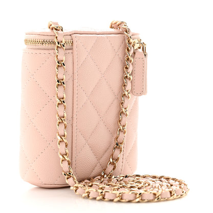 Chanel Caviar Quilted Small Vertical Coco Beauty Vanity Case With Chain Light Pink 3 of 14