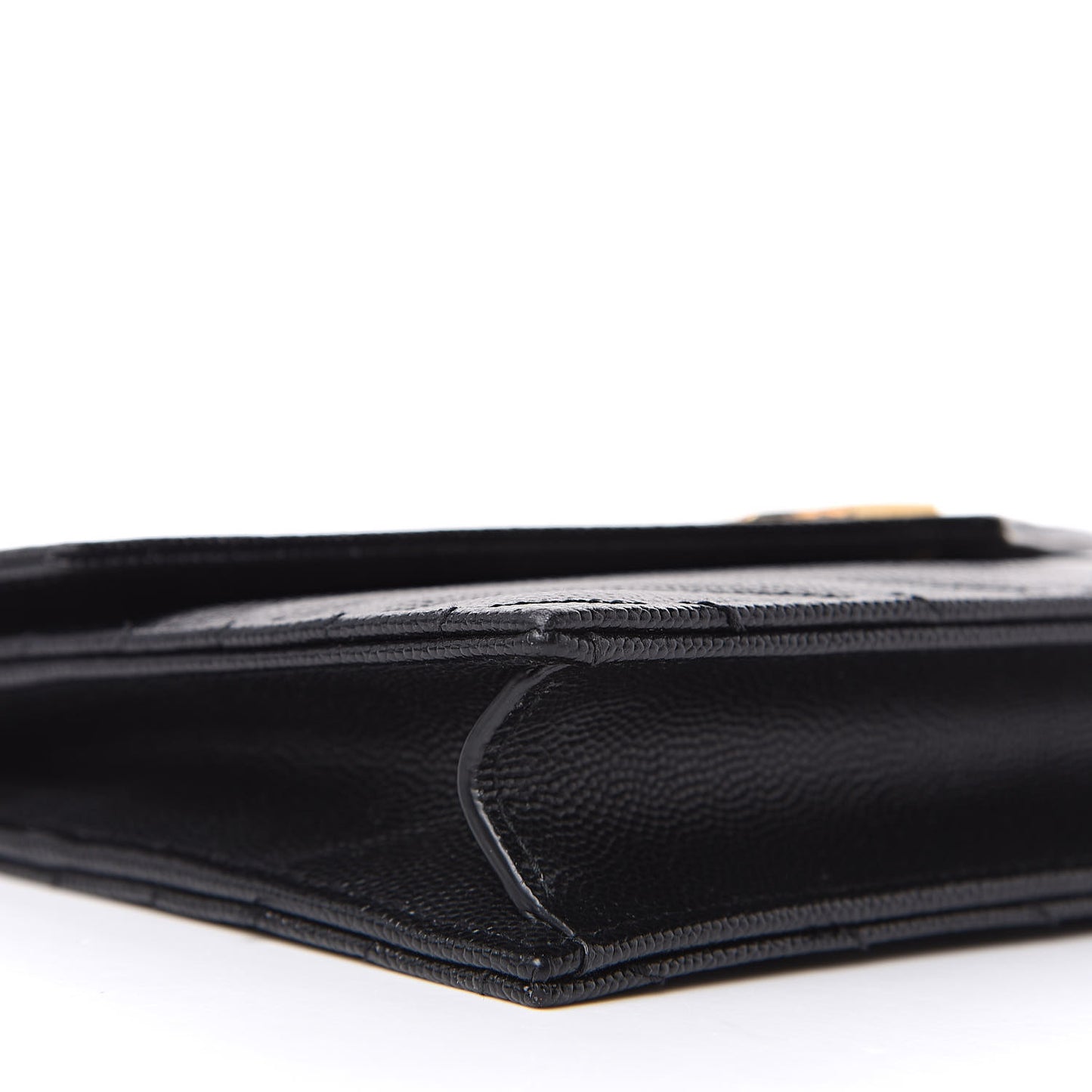 Grain De Poudre Matelasse Chevron Monogram Envelope Chain Wallet Black