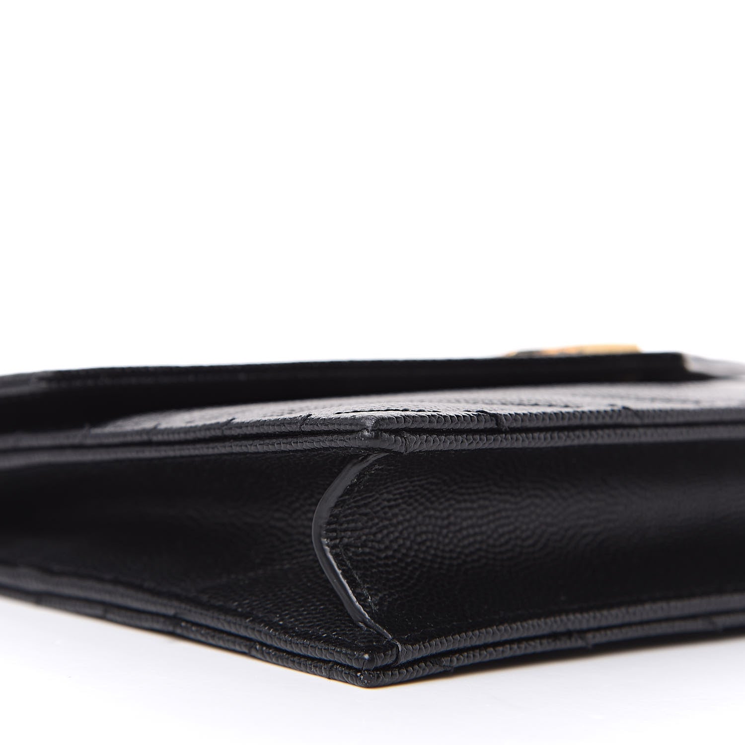 Saint Laurent Grain De Poudre Matelasse Chevron Monogram Envelope Chain Wallet Black 7 of 8