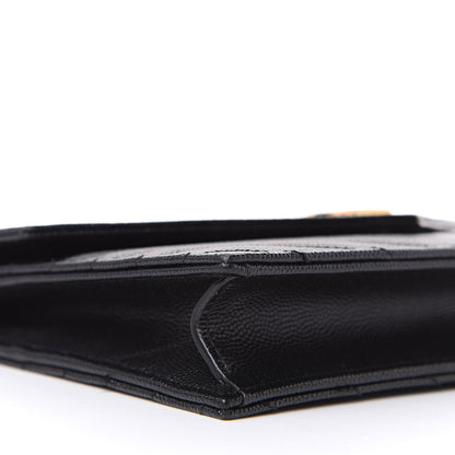 Saint Laurent Grain De Poudre Matelasse Chevron Monogram Envelope Chain Wallet Black 7 of 8