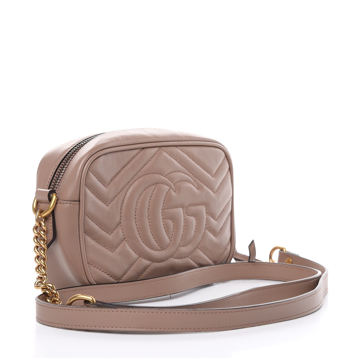 Calfskin Matelasse Mini GG Marmont Chain Shoulder Bag Porcelain Rose