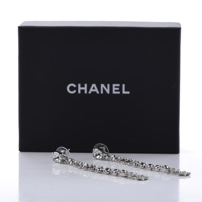 Chanel Crystal Starfall Drop Long CC Earrings Silver 6 of 6