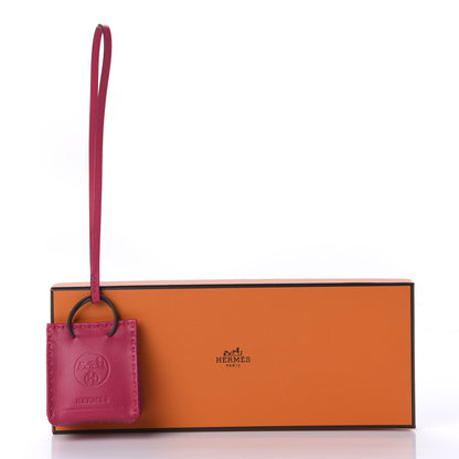 Hermes Milo Lambskin Swift Shopping Bag Charm Rose Mexico 4 of 4
