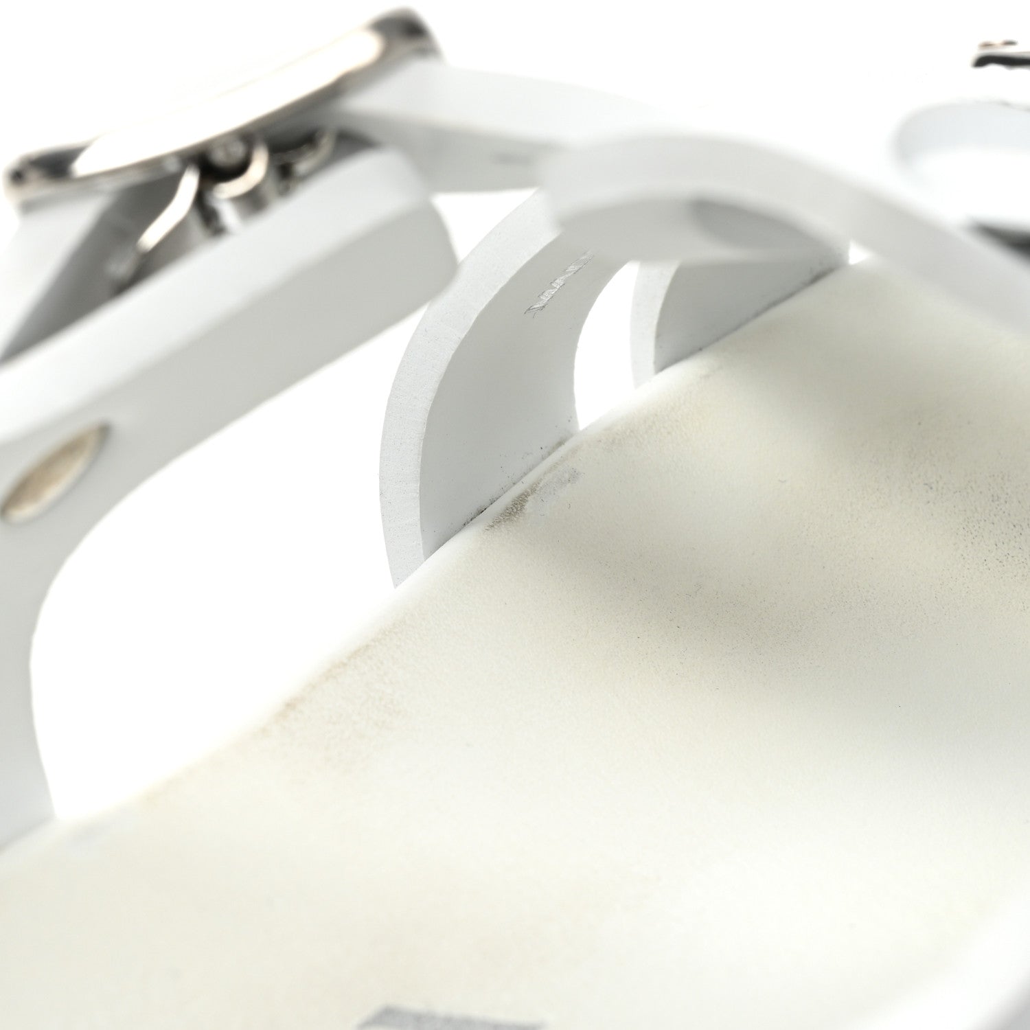 Prada Foam Rubber Metal Triangle Logo Monolith 55mm Cage Sandals 40 White 9 of 12