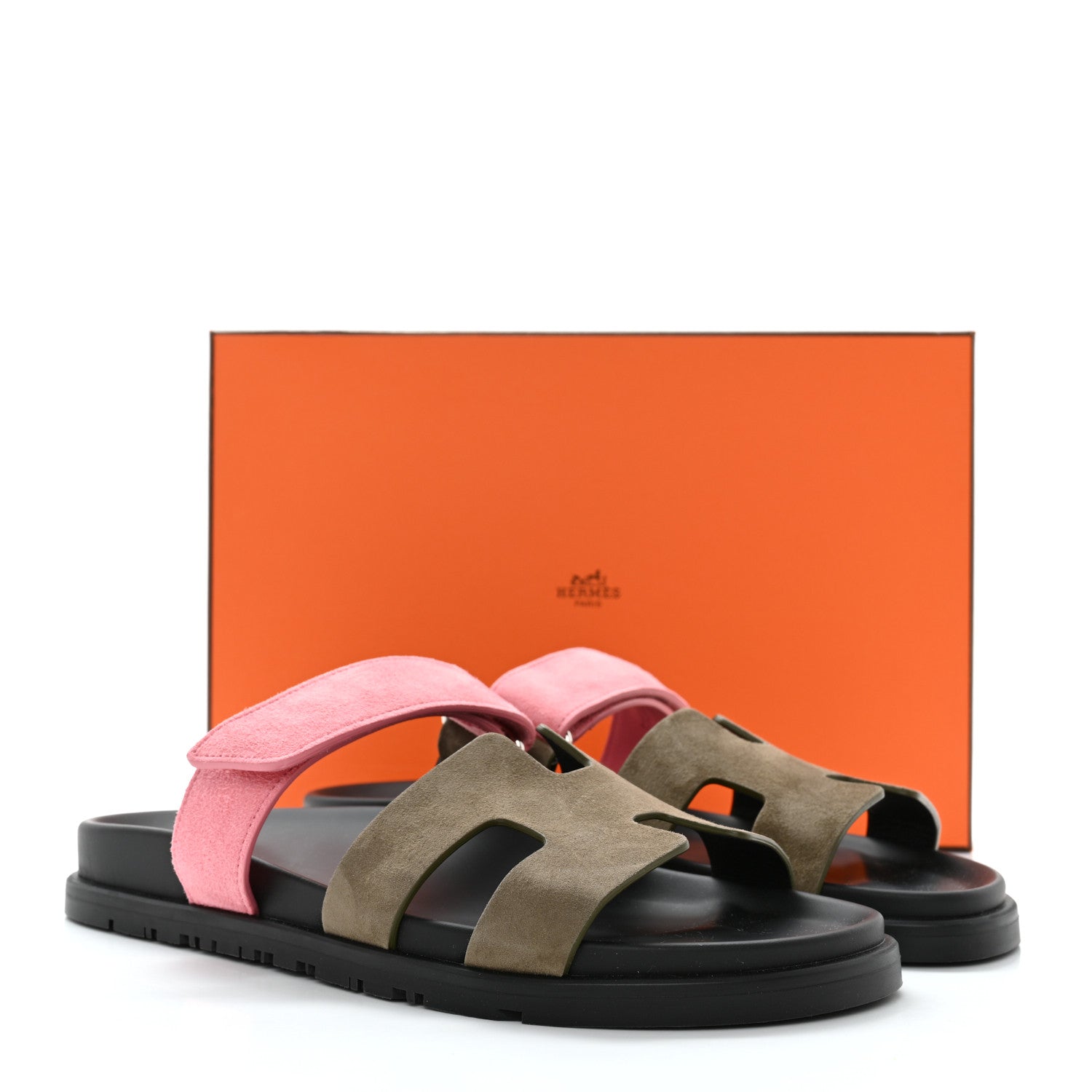 Hermes Suede Goatskin Womens Chypre Sandals 40 Toundra Rose Du Desert 9 of 9